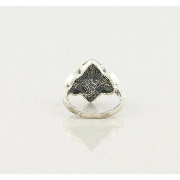 Sterling Silver Mother of Pearl, Green Onyx and Marcasite Ring Size 7 - Picture 7 of 7